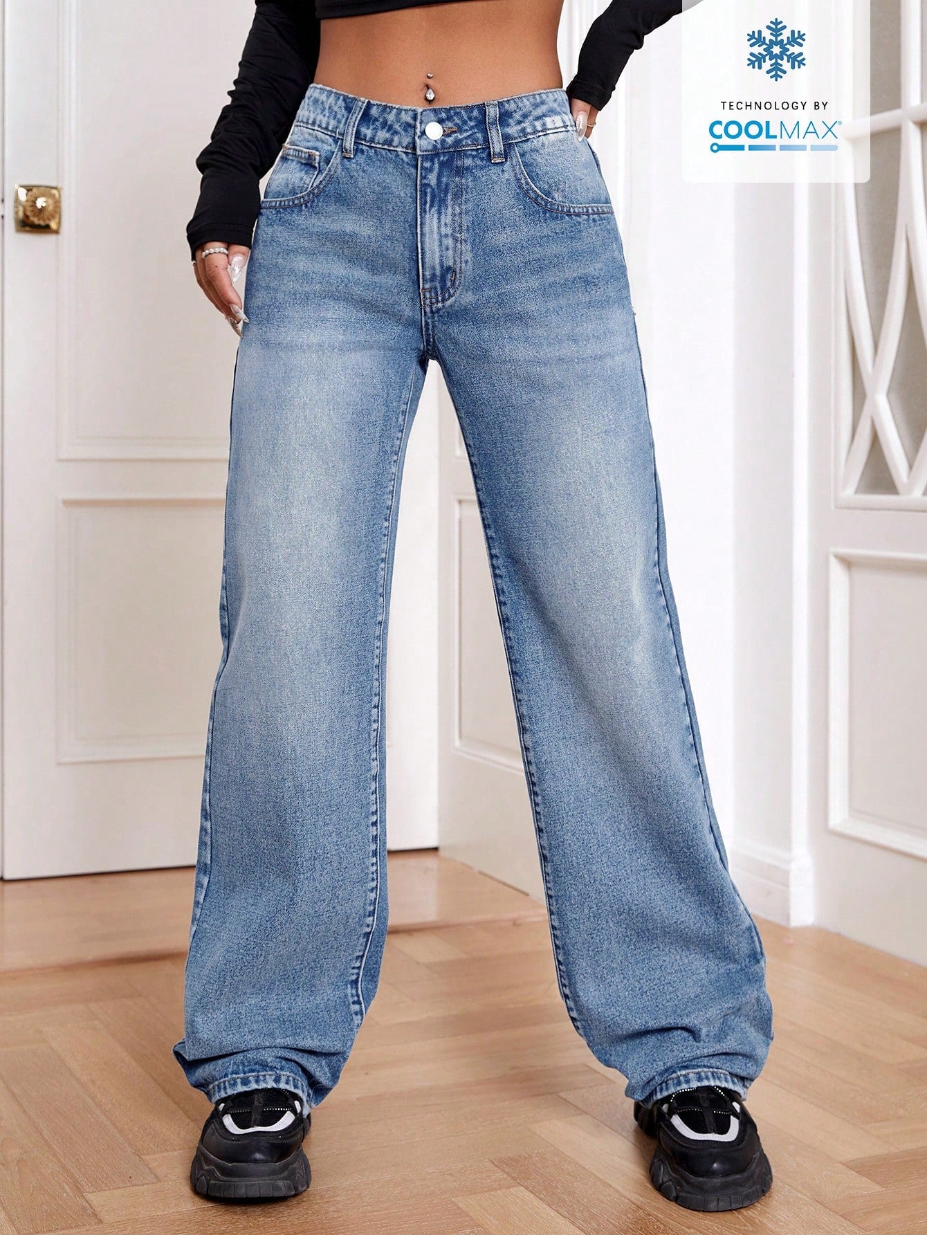 Slant Pocket Wide Leg Jeans Baggy Jeans