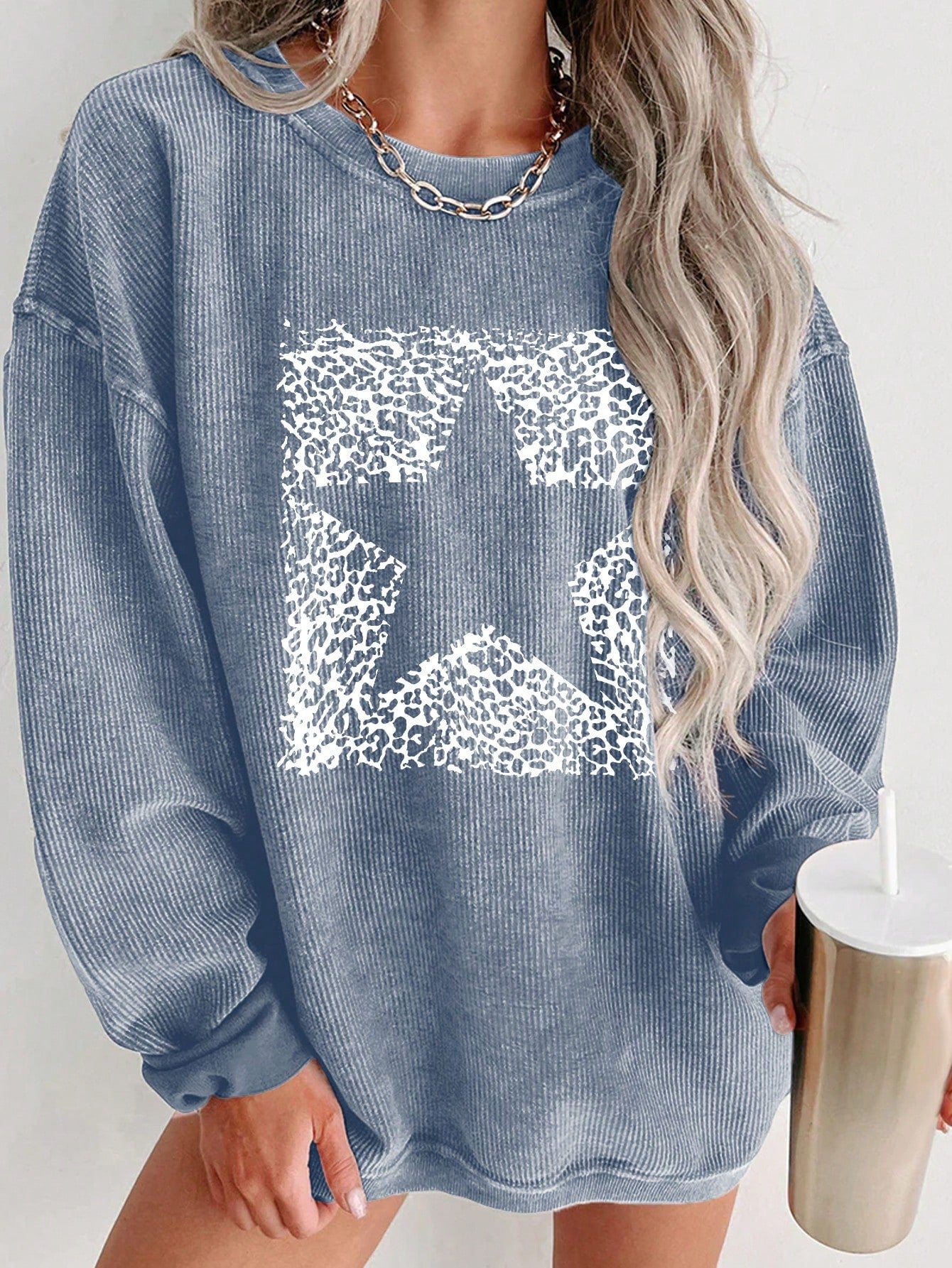 Women's Round Neck Drop Shoulder Sweatshirt