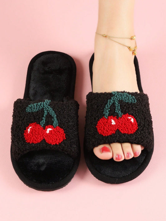 Cute Cartoon Plush Slippers For Women, Open Toe, Soft And Warm For Indoor Use, All Seasons