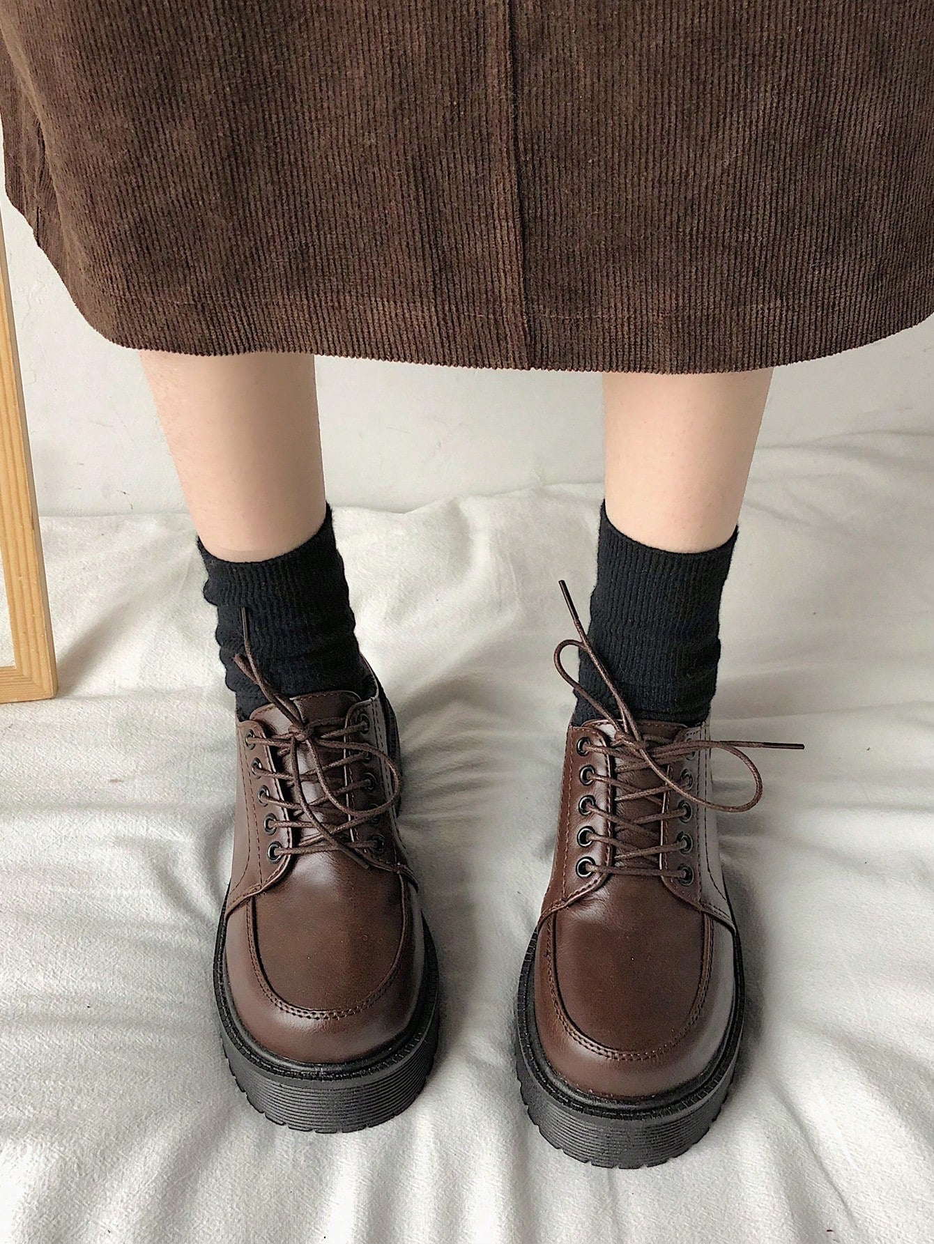 Campus Style Thick-Soled Leather Shoes, Retro Mid-Heel Japanese-Style JK Shoes With Lace-Up For Women, Spring  New Arrival