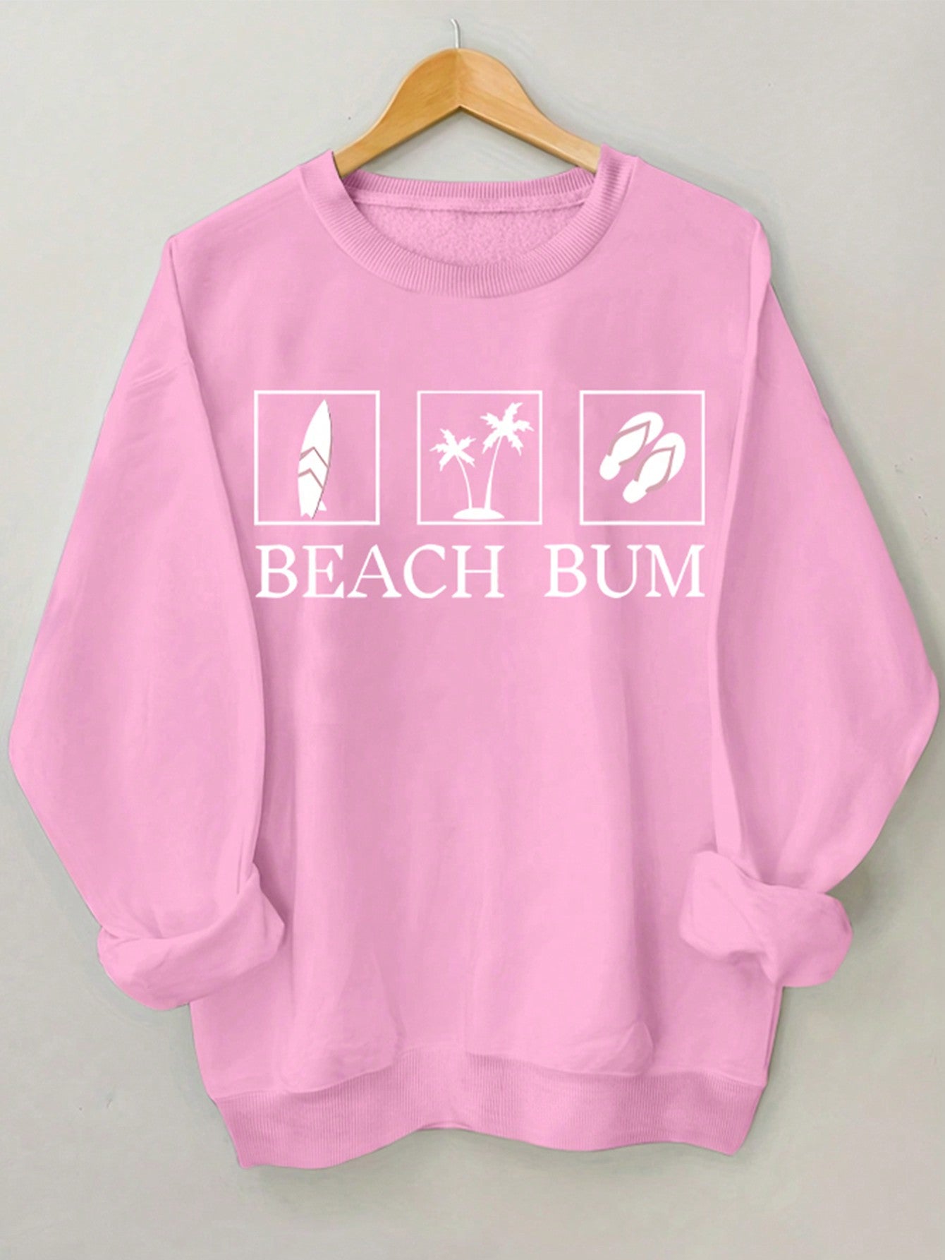 Casual Loose Fit Round Neck Letter Print Sweatshirt