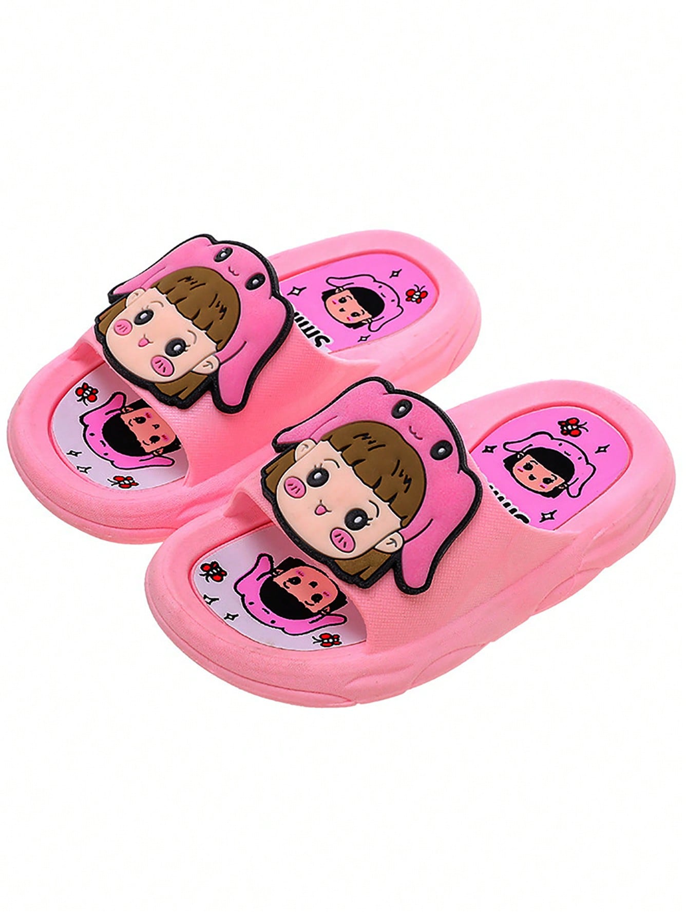 1pair White Cute Princess Style Cartoon Girls' Sandals, Waterproof, Anti-Slip, Breathable, Suitable For Summer Indoor Outdoor Beach