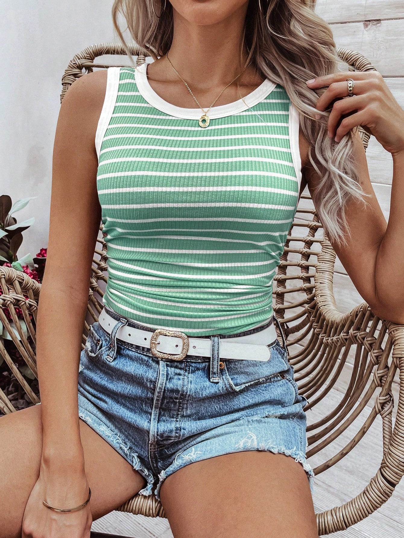 Women's Striped Sleeveless Tank Top For Summer