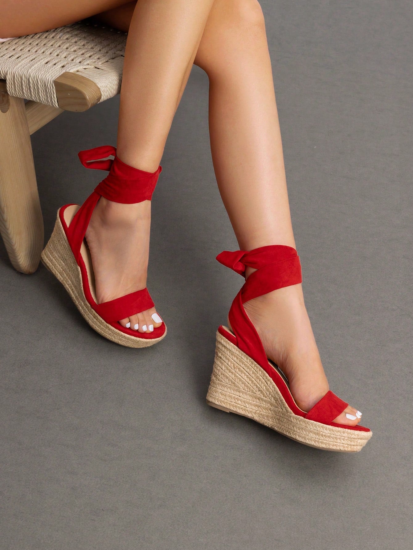 Womens Open Toe Espadrilles Wedges Tie Lace Up Cute Ankle Strap Platform Valentine's Day Sandals Dressy Shoes