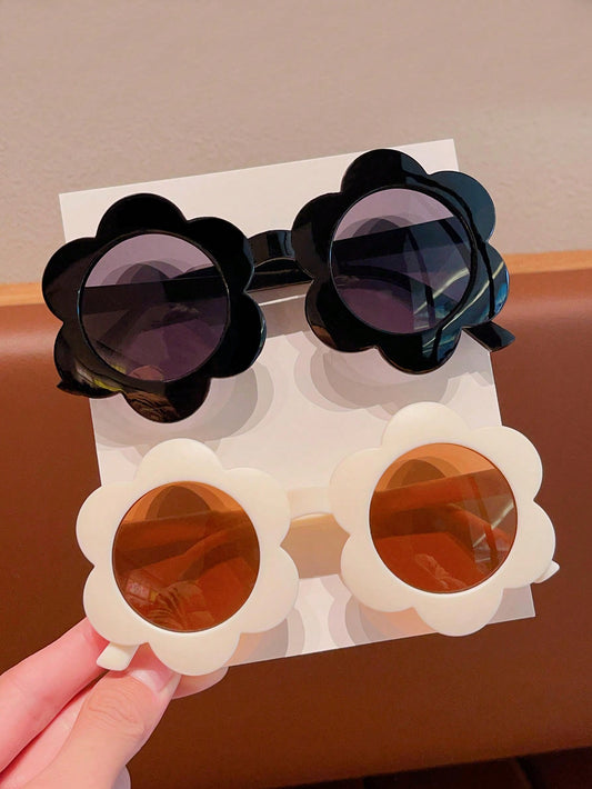 2Pcs Boy Girl Cute Fashion Flower Sunglasses Children Baby Vintage Sunglasses UV Protection Classic Kids Eyewear