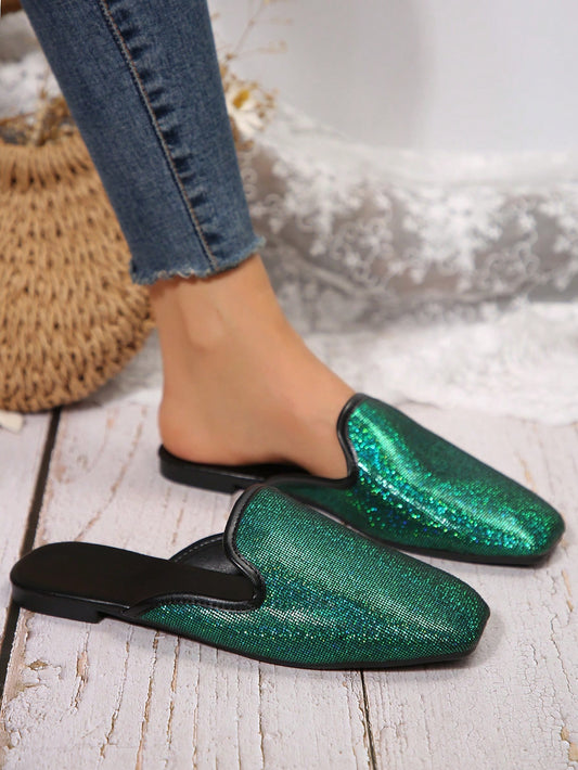 Women's Spring New Fashionable Half Covered Freewheeling Slouchy Slipper Cozy Casual Flat Shoes