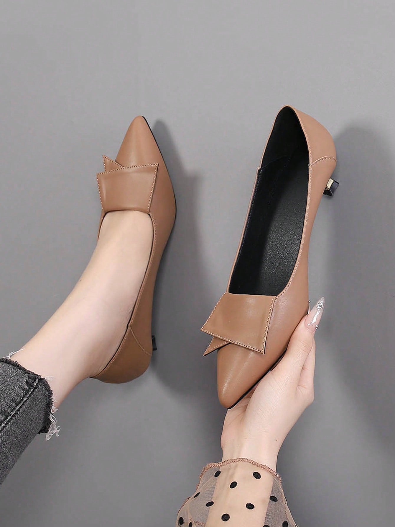 Women's High Heel Pumps, Pointed Toe, Thin Heel, Low-Cut, Versatile, Professional Work Shoes, Spring/Fall New Arrival