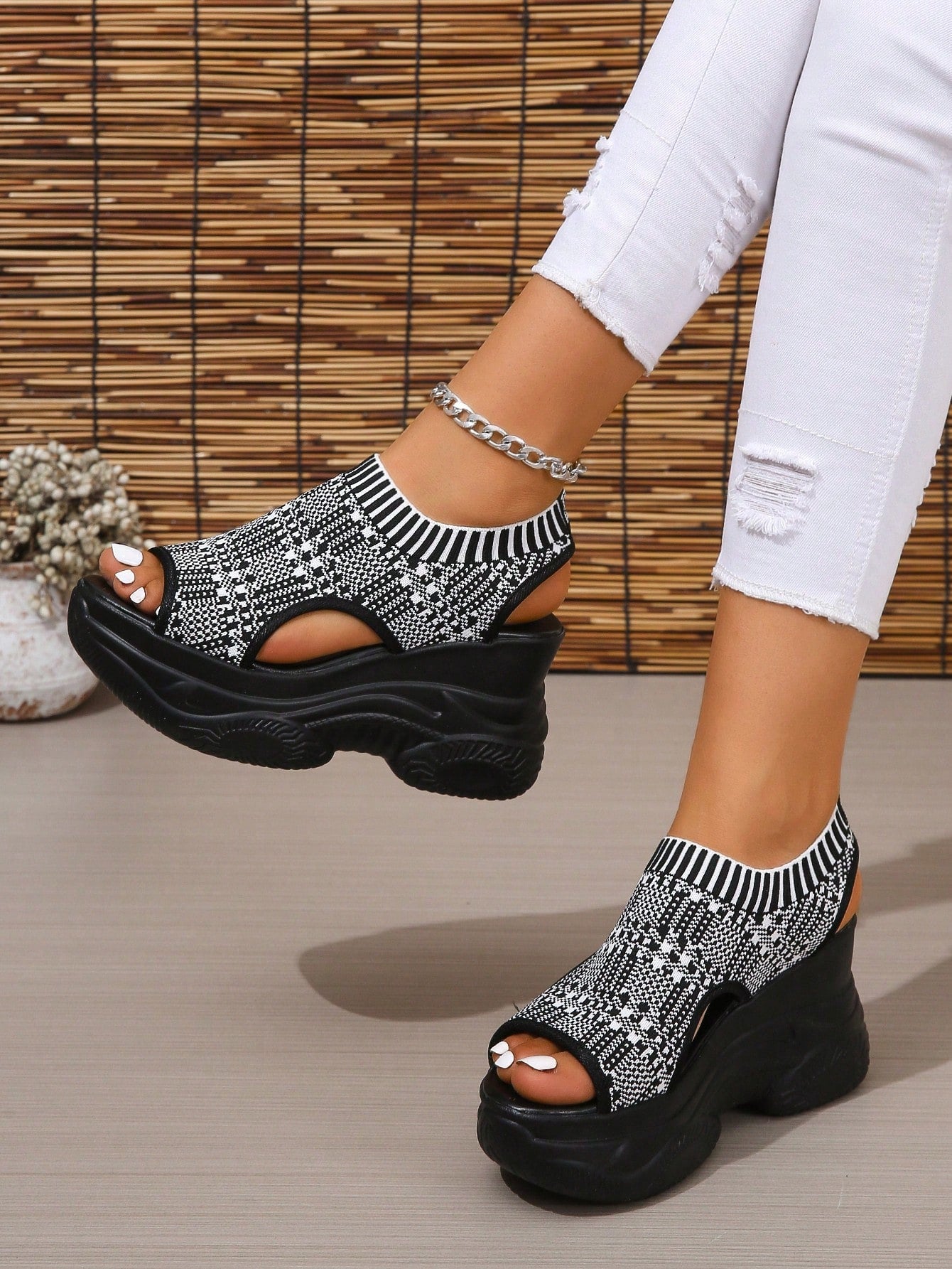 Women Lace Up Sandals, Sporty White Fabric Sport Sandals For Summer