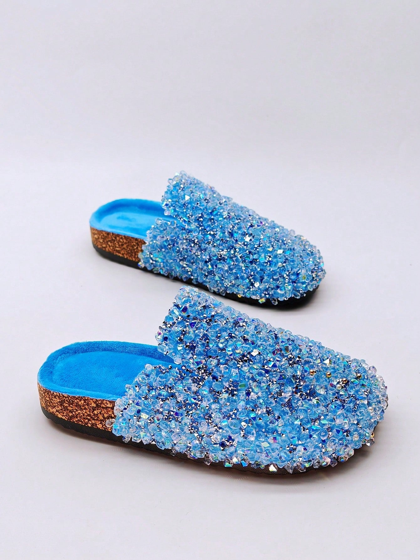 New Arrival Black Sequin Slides, Beach, Indoor, Slippers, Women's Flat Slides, Women's Flat Sandals