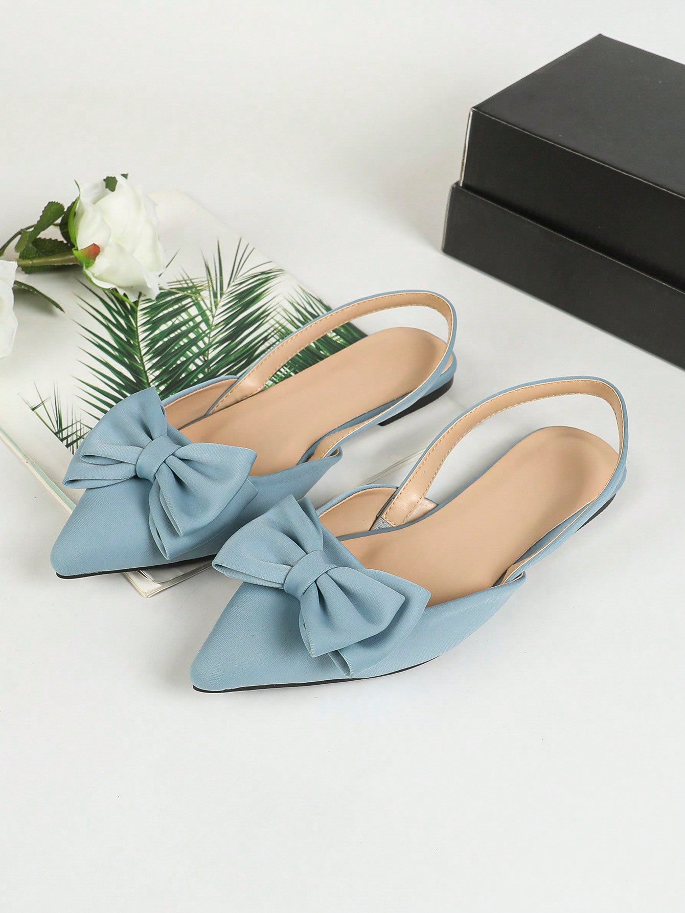 Women's Purple Flat Shoes With Bow-Knot Decoration, Pointed Toe, Slip-On Style, Suitable For Both Outdoor And Daily Wear