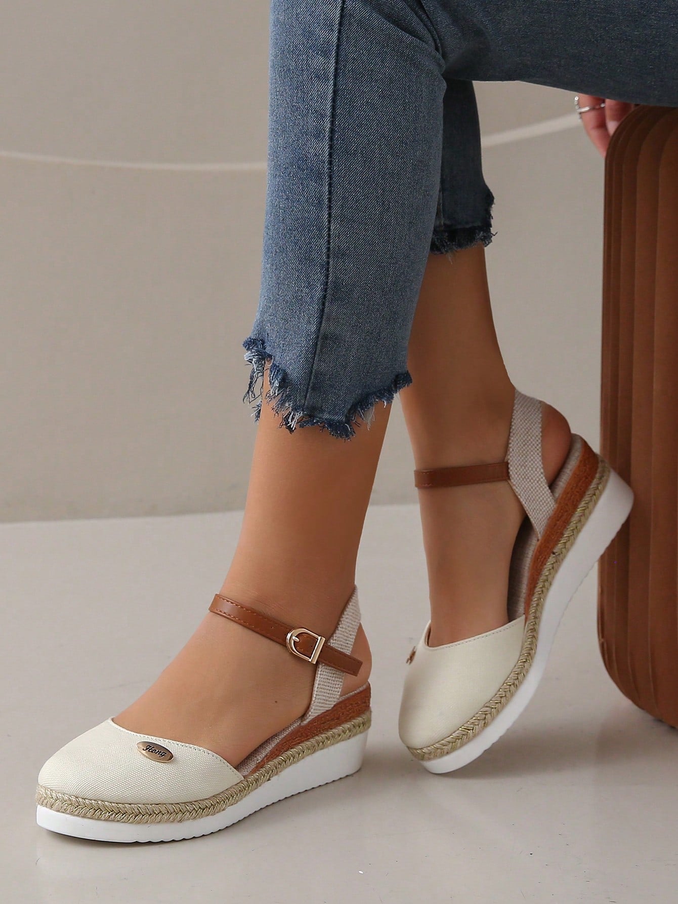 Women's Casual Comfortable Platform Wedge Sandals Closed Toe One Strap Summer Shoes