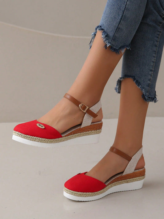 Women's Casual Comfortable Platform Wedge Sandals Closed Toe One Strap Summer Shoes