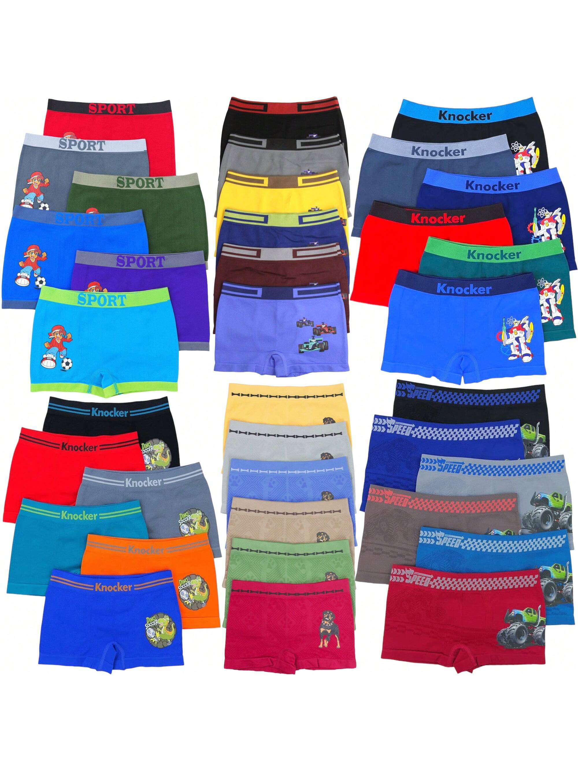 Tween Boy Pack Of 6 Or 12 Randomly Assorted Graphic Decal Seamless Boxer Brief Shorts