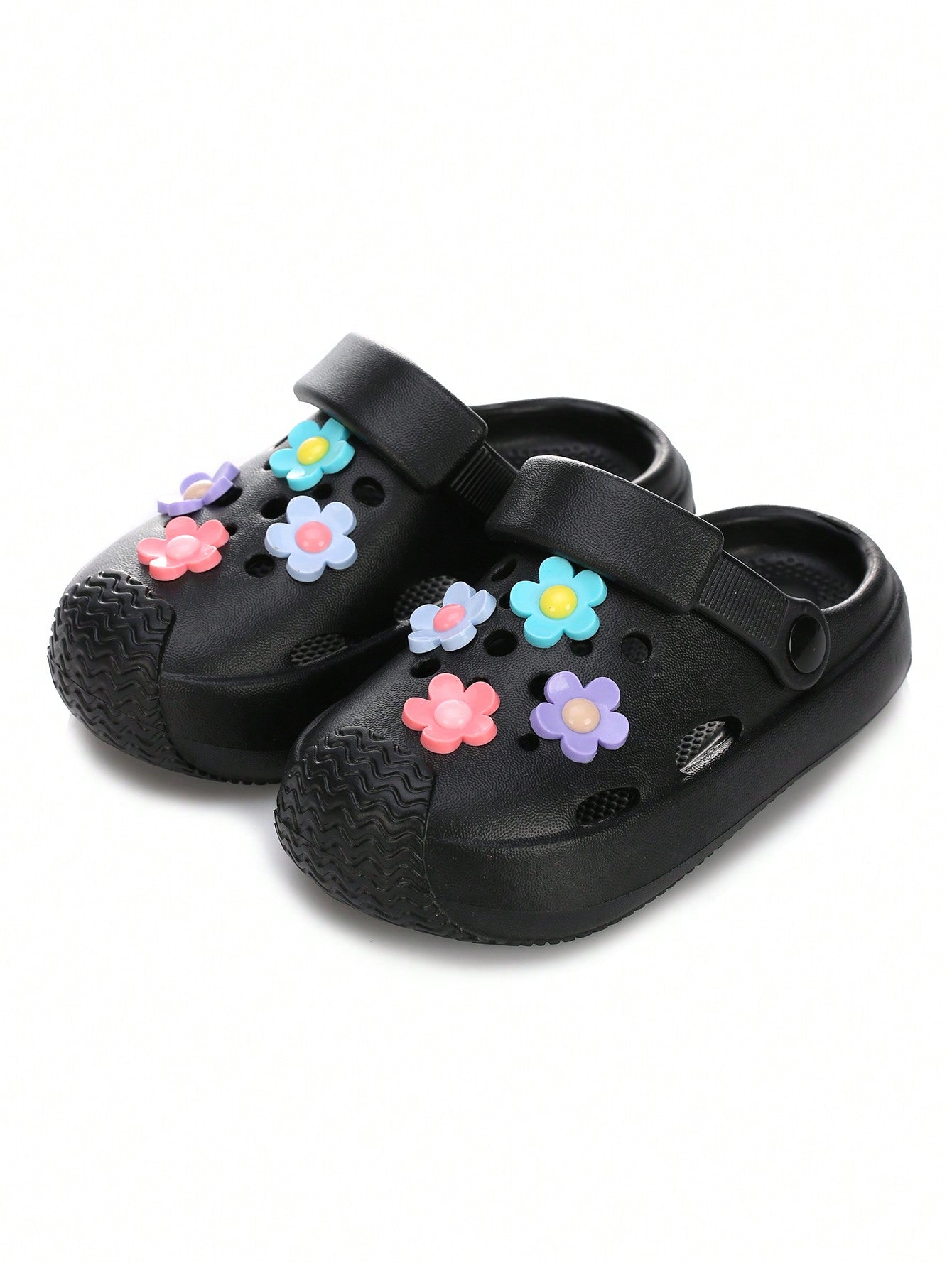 New Arrival Kids' Comfortable & Slip-Resistant Two-Way Wearing Sandals With Hollow-Out Design And Cute Flower Decoration For Summer Beach