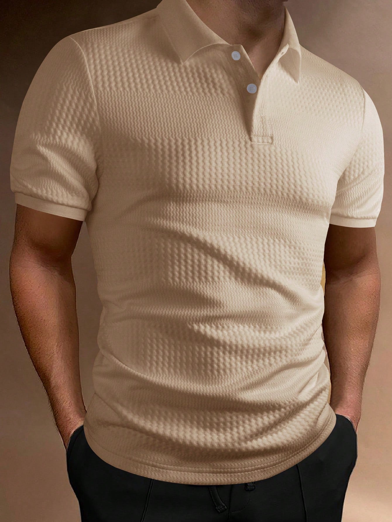 Men's Solid Color Short Sleeve Polo Shirt , Button Up Collar Plain Polo Shirt, Going Out Casual Husband