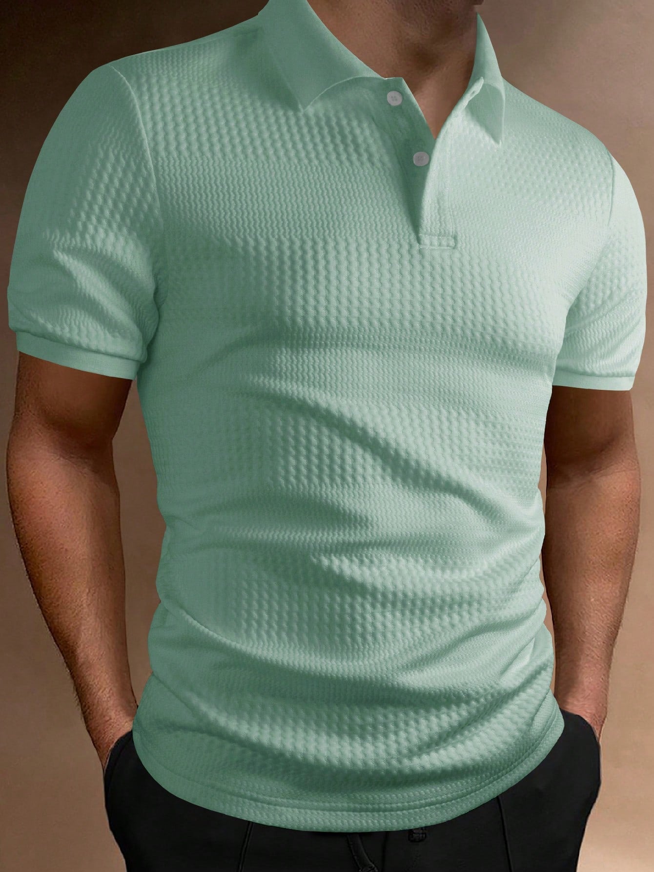 Men's Solid Color Short Sleeve Polo Shirt , Button Up Collar Plain Polo Shirt, Going Out Casual Husband