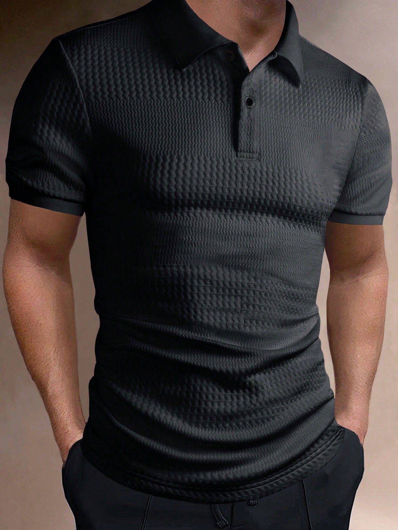 Men's Solid Color Short Sleeve Polo Shirt , Button Up Collar Plain Polo Shirt, Going Out Casual Husband