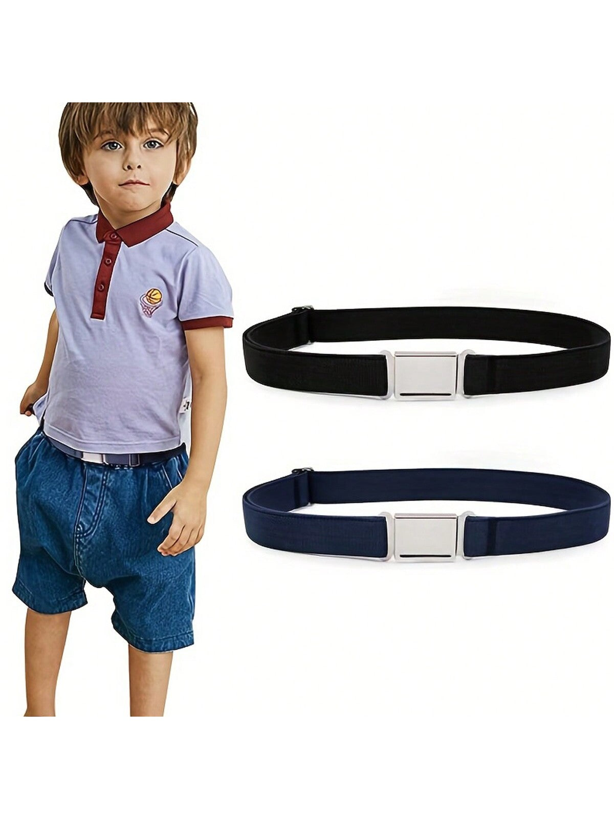 2pcs Boys Adjustable Belt With Magnetic Buckle Belt Kids Belt