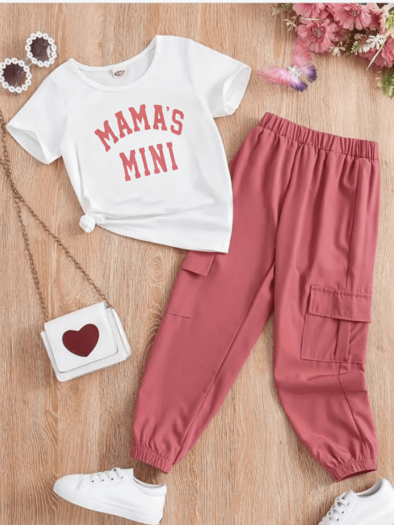 Young Girl 2pcs/Set Letter Print T-Shirt And Cargo Pants, SpringSummer Casual Outfits