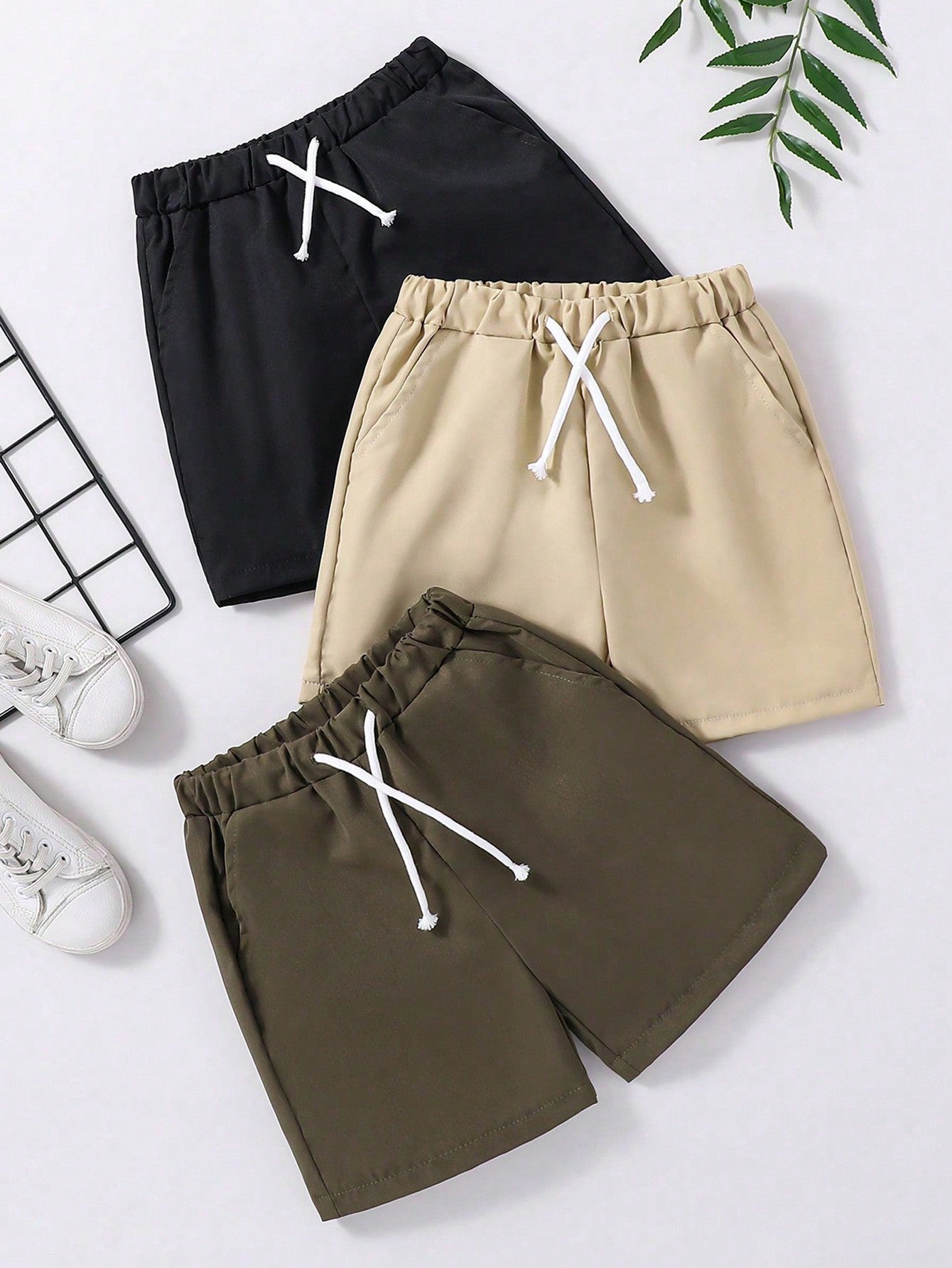 Tween Boy 3pcs/Set Solid Color Sports Shorts For Summer