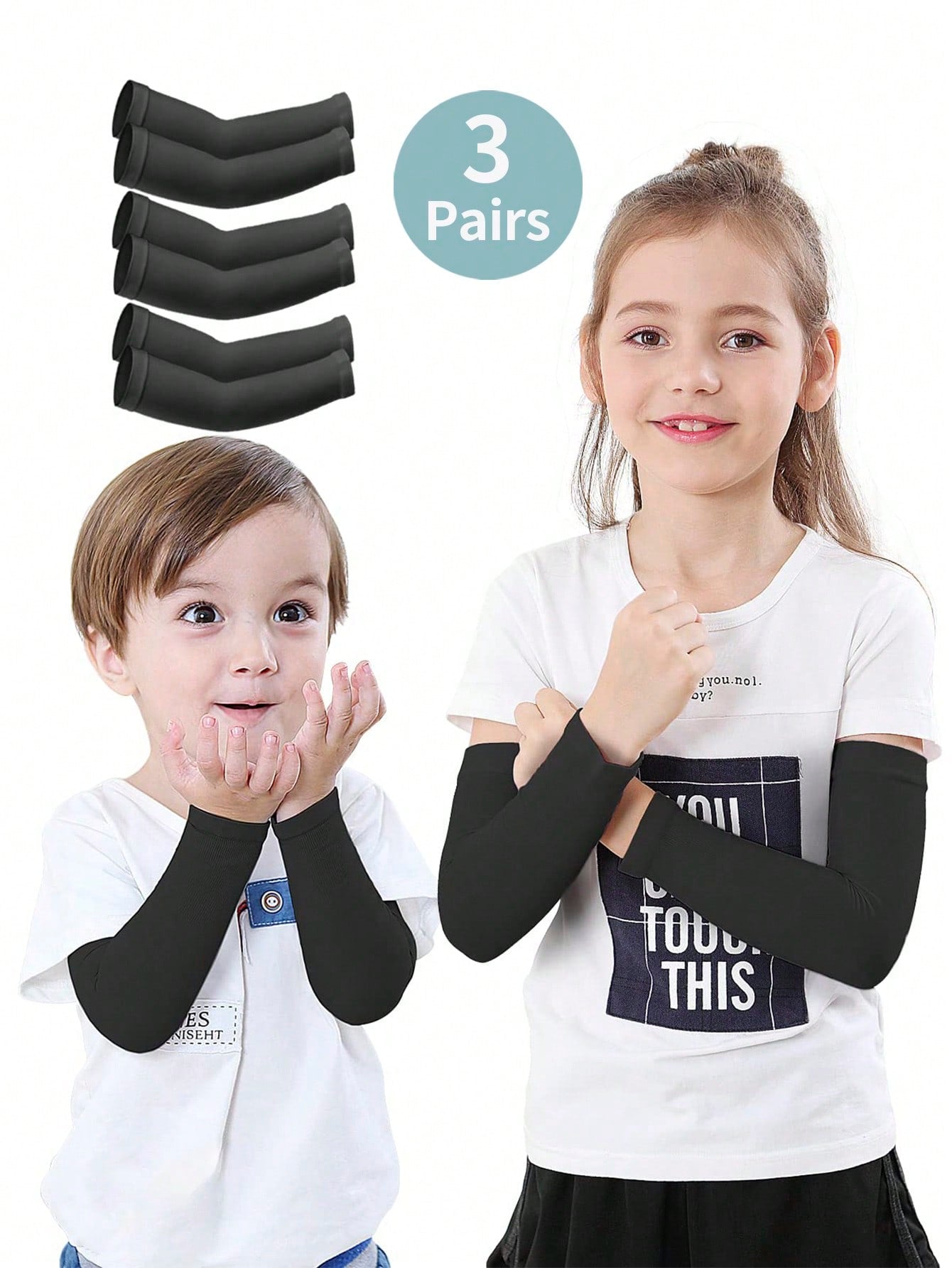 3pairs Kids Arm Sleeve With UV Protection, Arms Cover For Boys And Girls