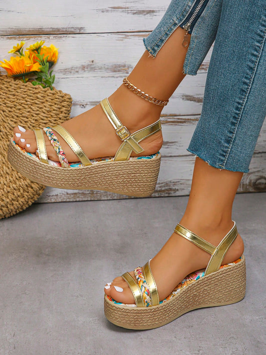 Girls' Summer Buckle Strap Wedge Platform Sandals