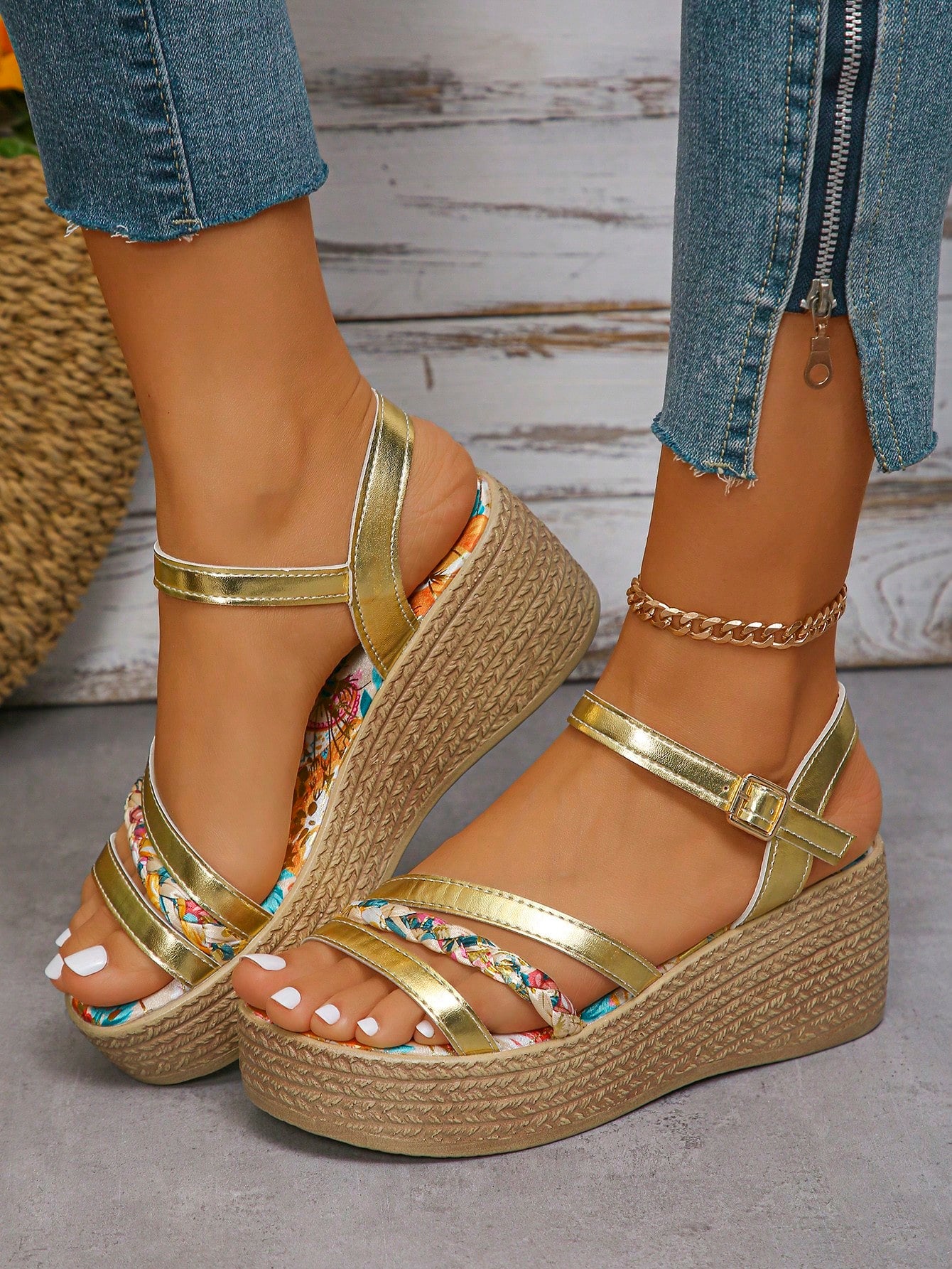 Girls' Summer Buckle Strap Wedge Platform Sandals