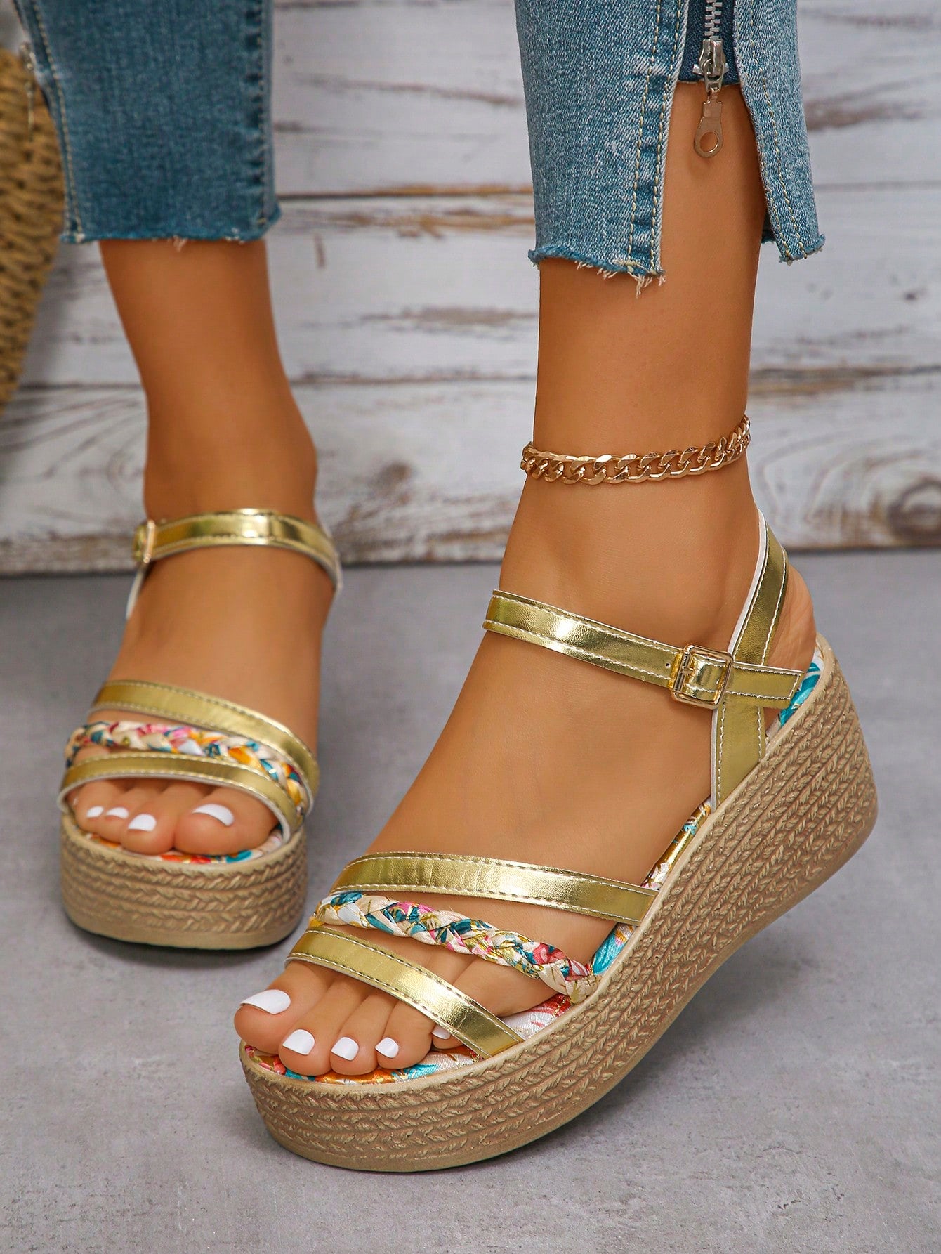 Girls' Summer Buckle Strap Wedge Platform Sandals