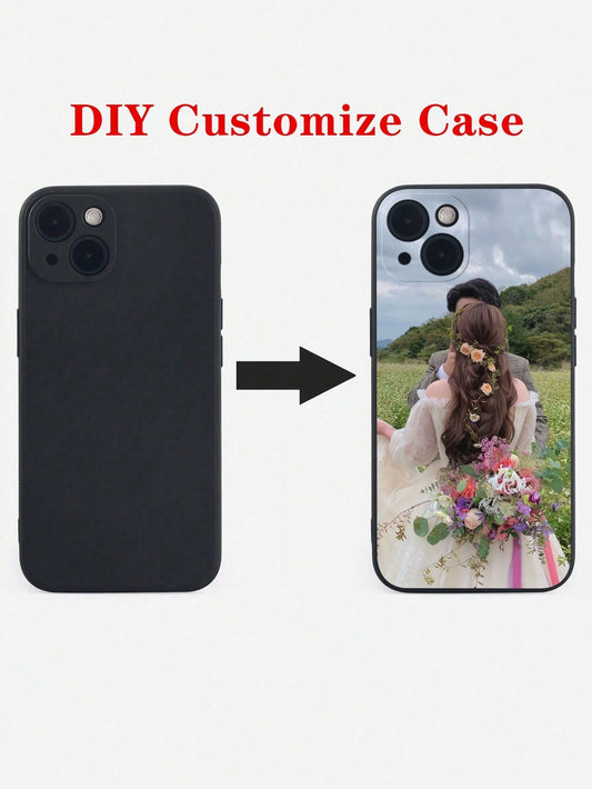 1pc Fashionable Personalized Black Soft Phone Case Customized With Various Life, Family, Scenery, Wedding Photos