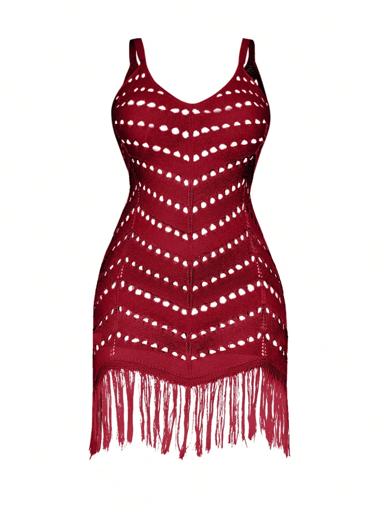 Plus Chevron Pattern Fringe Hem Sweater Dress