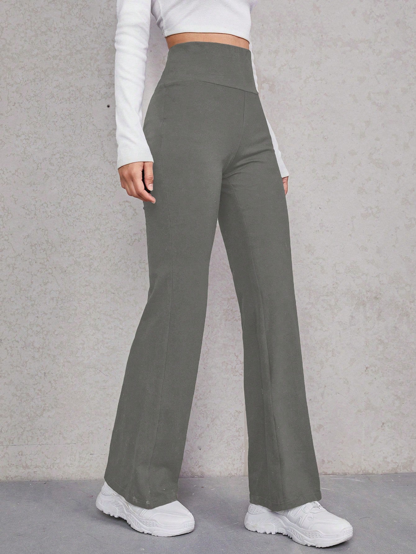 Wide Waistband Flare Leg Pants