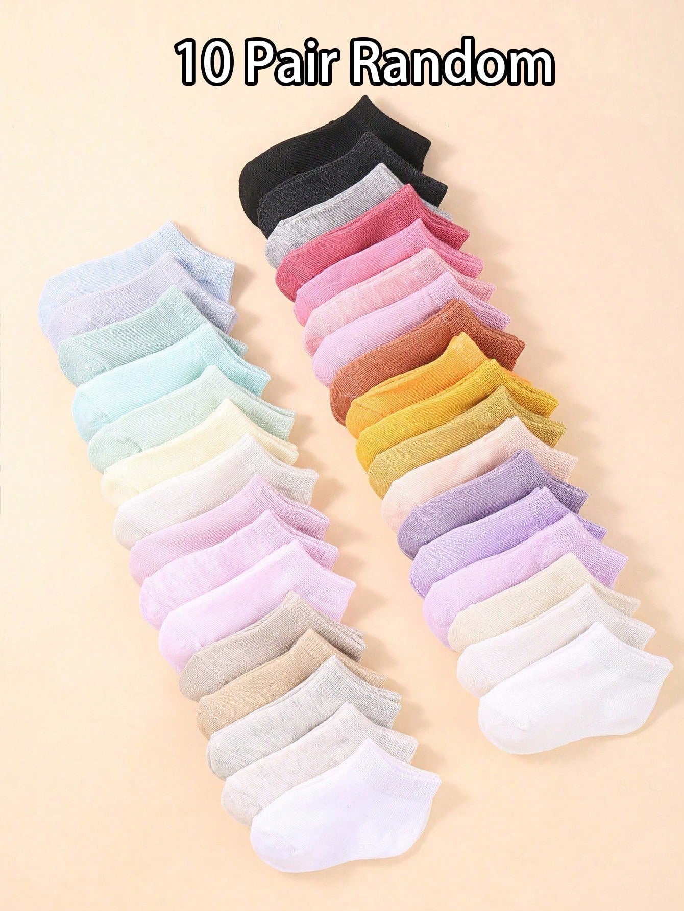 10 Pairs/Set Of Random Colors Baby Unisex Socks Toddler Nude Socks