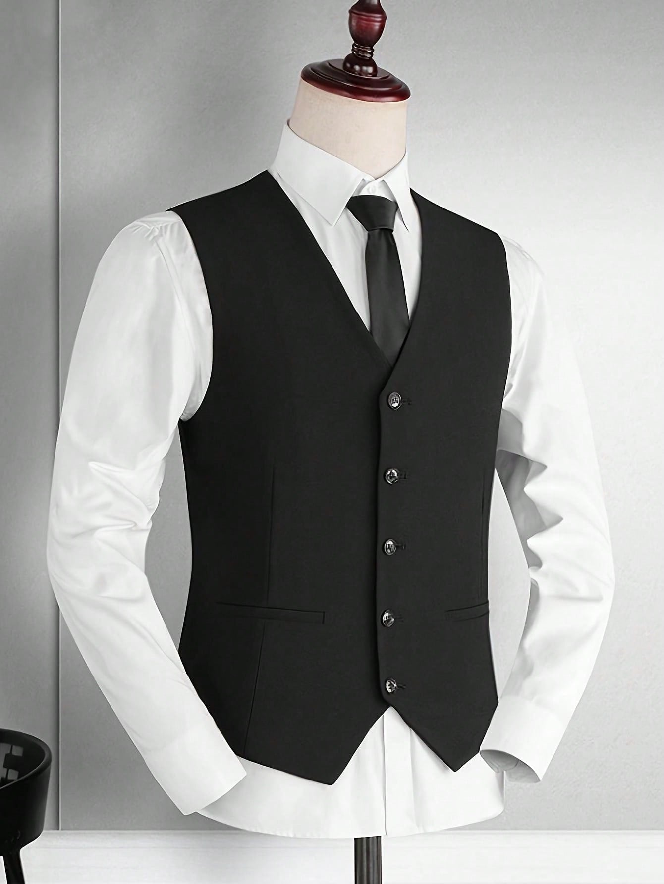 Men Slim Fit Suit Vest Korean Style Business Casual Formal Dress Waistcoat For Wedding Party