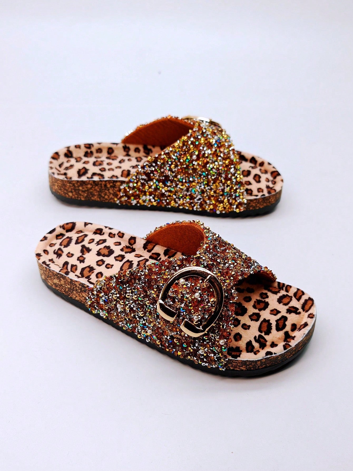 New Rhinestone Sequin Flat Beach Women's Casual House Slippers Outdoor Printed Party Cute Sandals