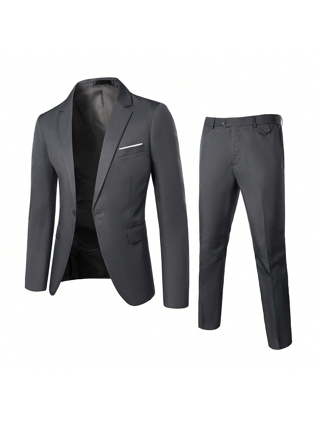 Men's Long Sleeve Blazer With Contrast Collar And Pants Suit, Suitable For Business, Four Seasons