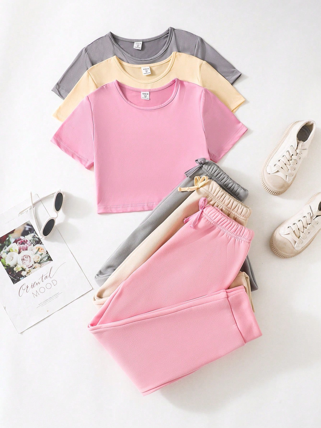 3pcs/Set Tween Girl Casual Sports T-Shirt And Pants Set, Multi-Colors