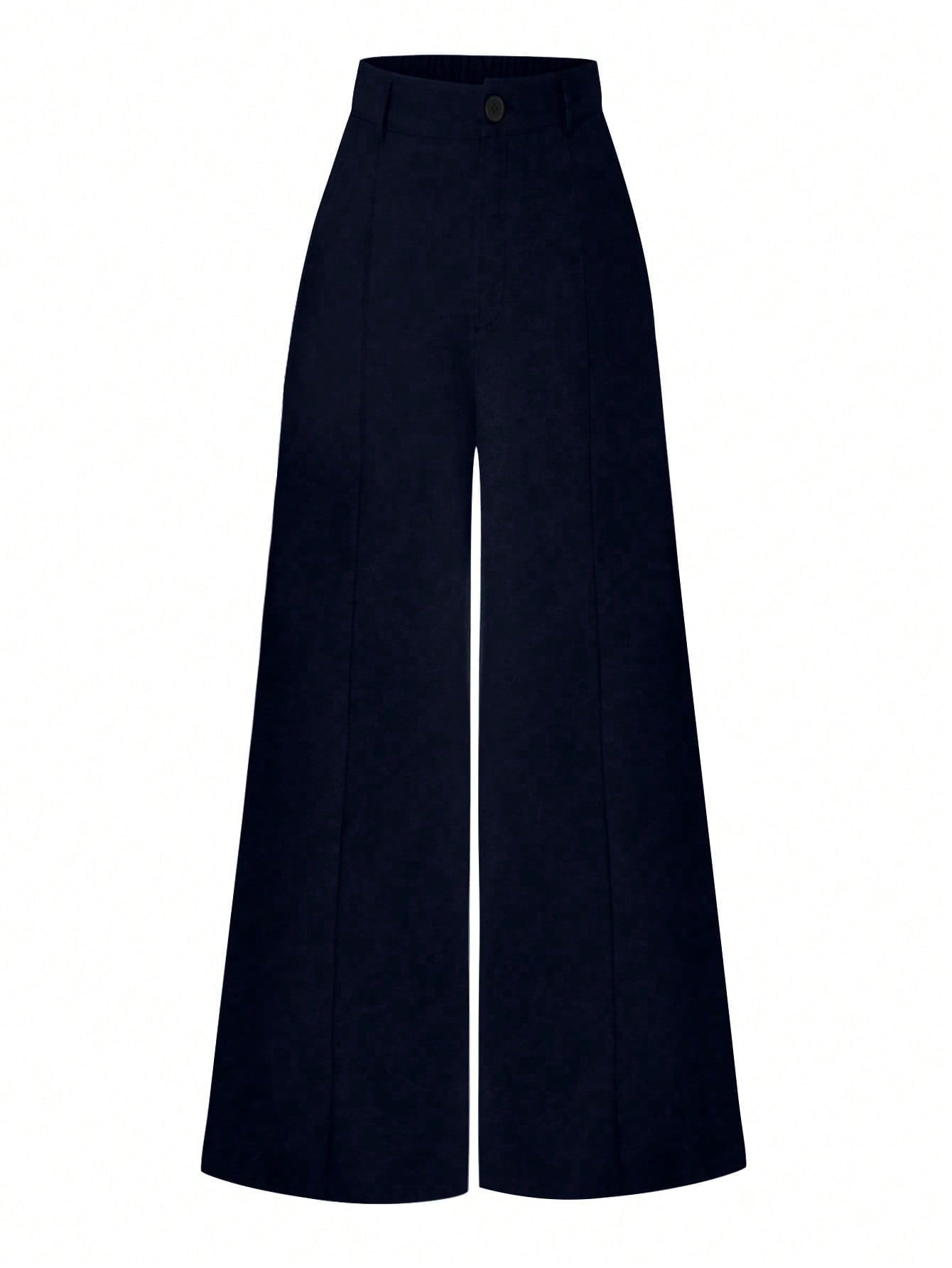 Plus Solid Wide Leg Suit Pants