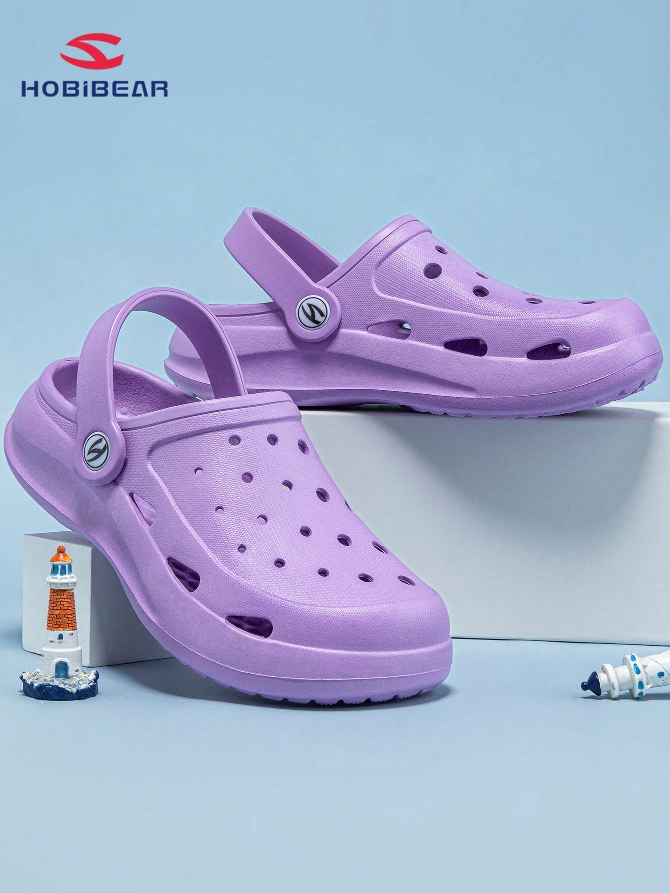 1pair Cute, Soft And Comfortable Hollow Out Clogs For Girls In Purple. Ideal For Summer Sports, Beach And General Outing