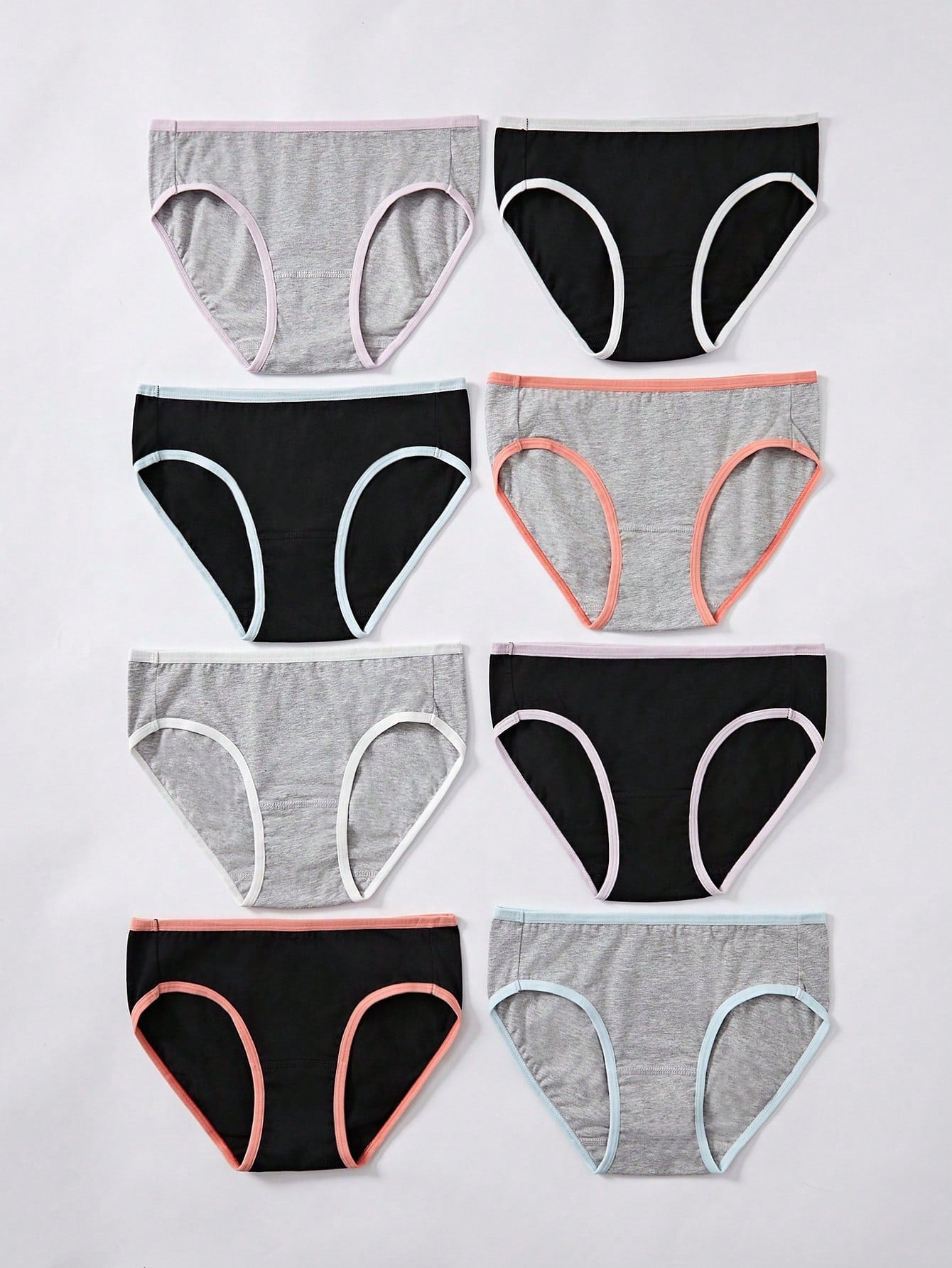 Tween Girl 8pcs/Pack Comfortable & Casual Color Block Triangular Underwear