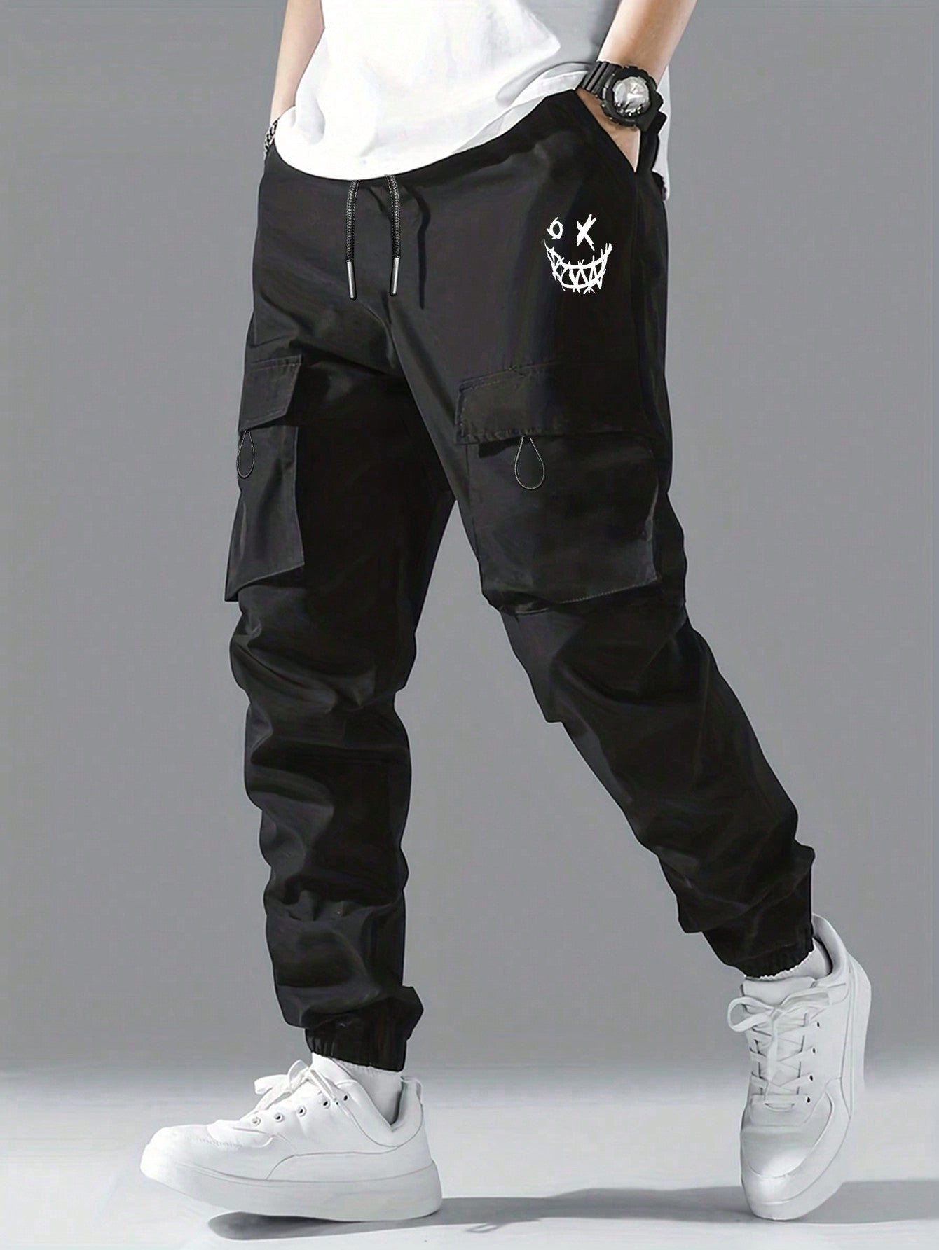 Spring/Summer/Autumn Season Tween Boys' Casual And Fashionable Drawstring Cargo Pants, Perfect For School Season