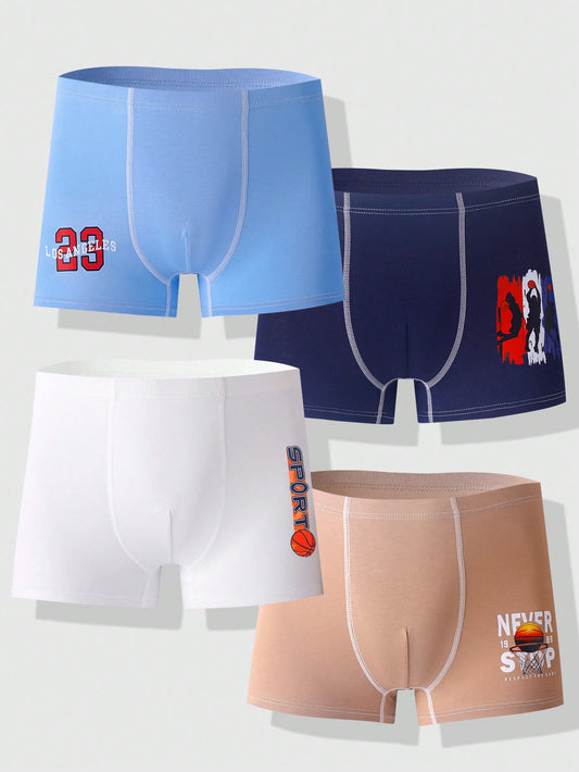 Teen Boys' Letter & Basketball Printed Boxer Briefs