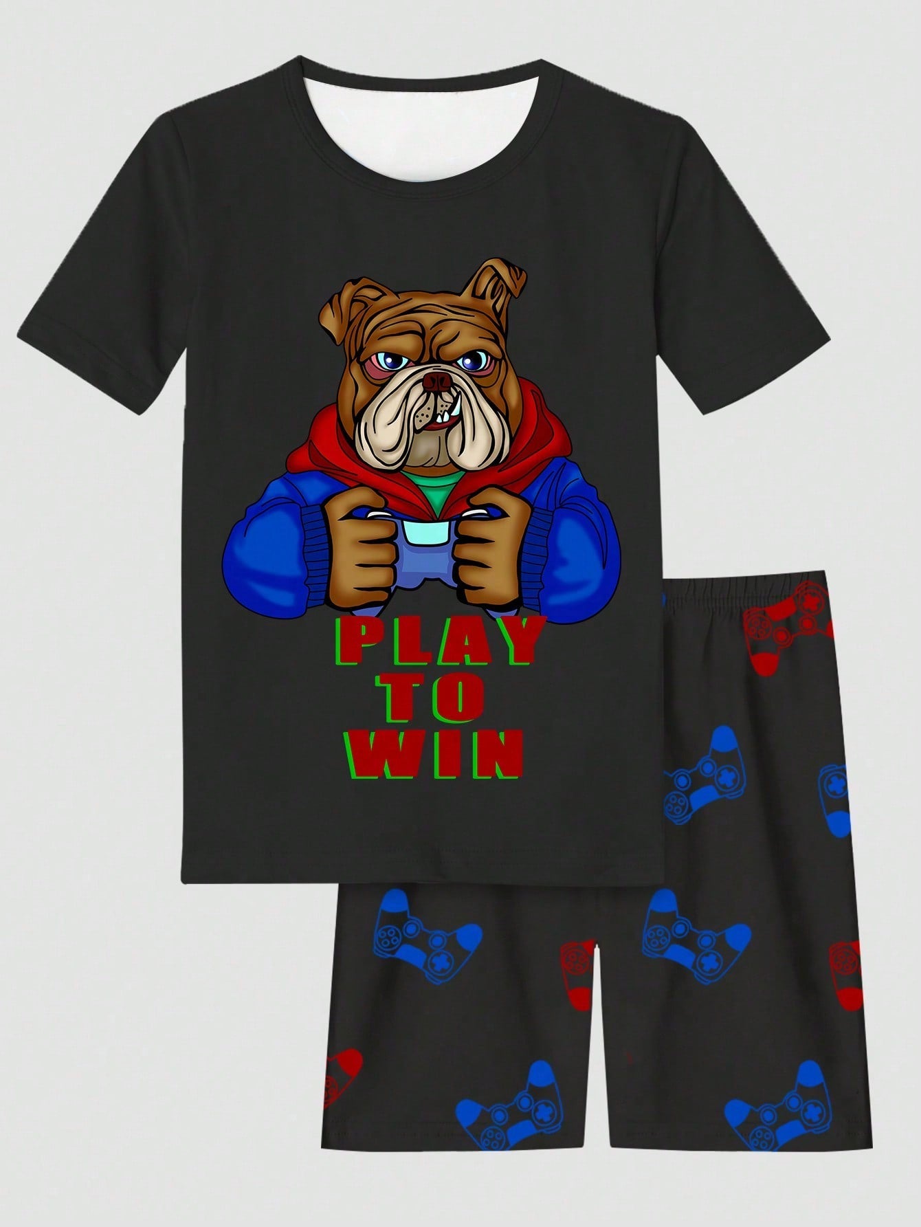 Tween Boy Snug Fit Video Game Print Short Sleeve Top And Shorts Pajama Set