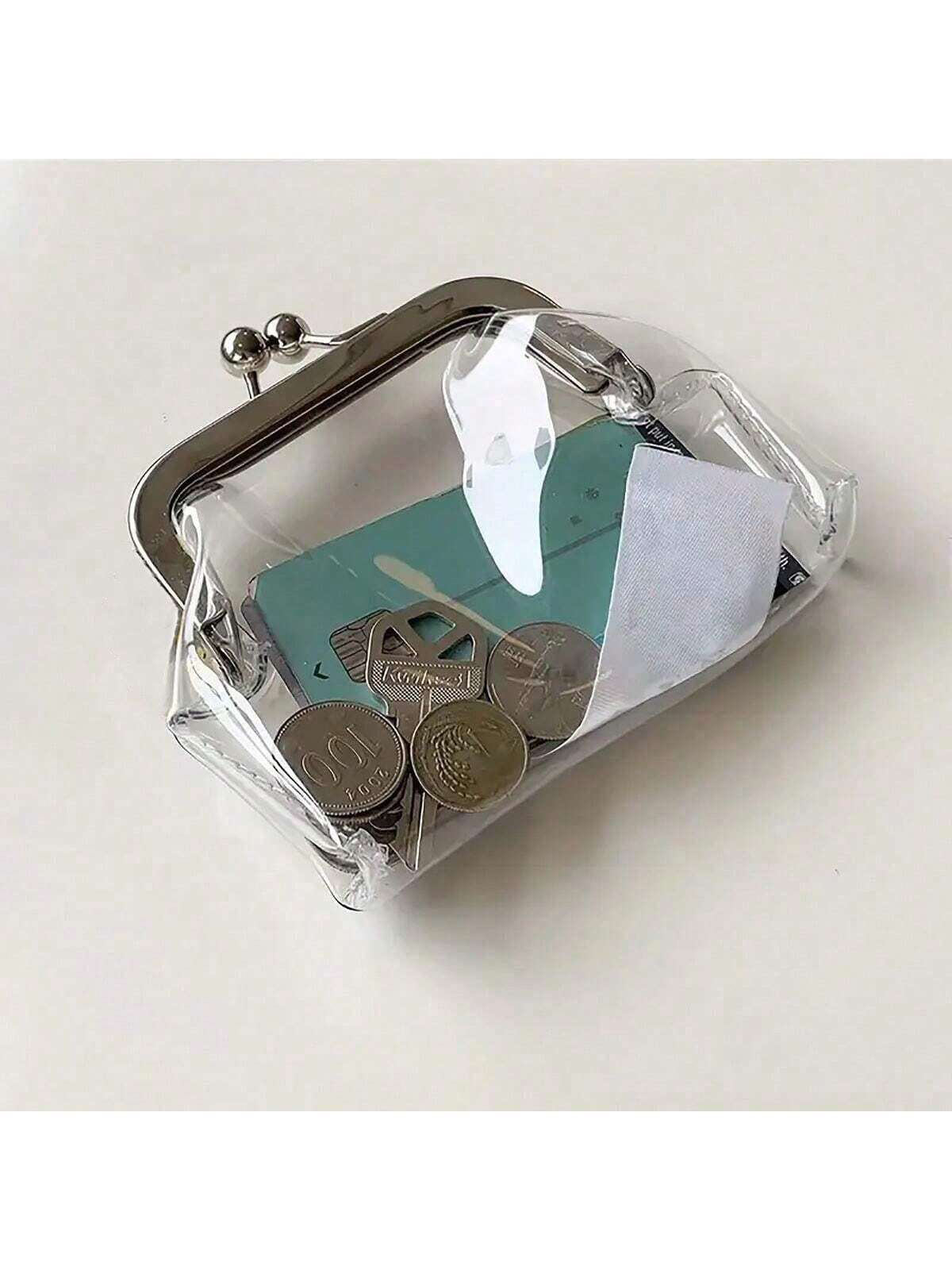 1pc Transparent Pvc Vintage Mini Coin Pouch, Portable Waterproof Wallet