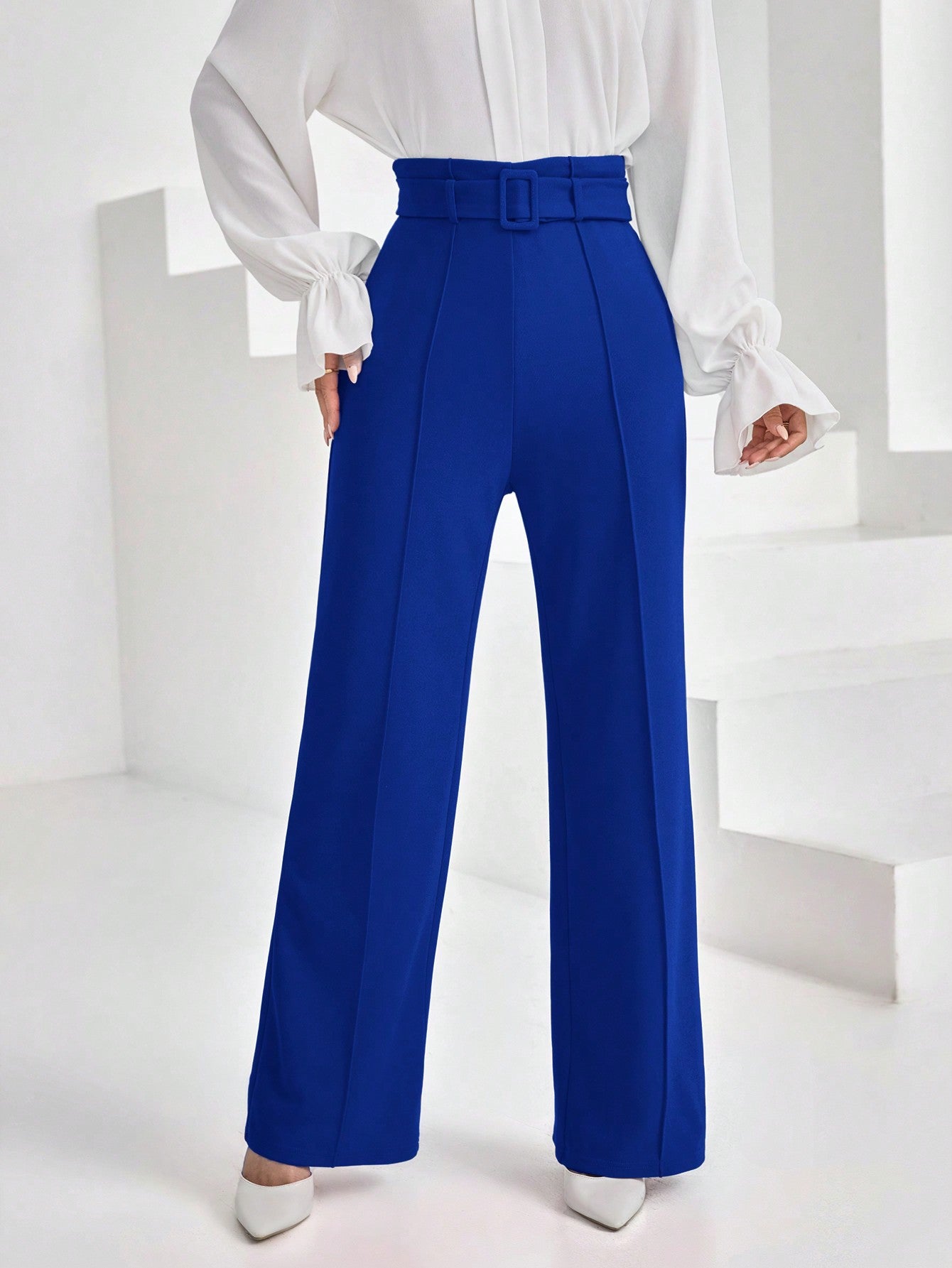 Women's High Waisted Belted Loose Pants