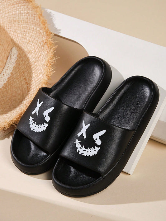 1pair Teen Boys' Lightweight Breathable Eva Indoor/Outdoor Soft Sole Beach Slippers For Daily Wear