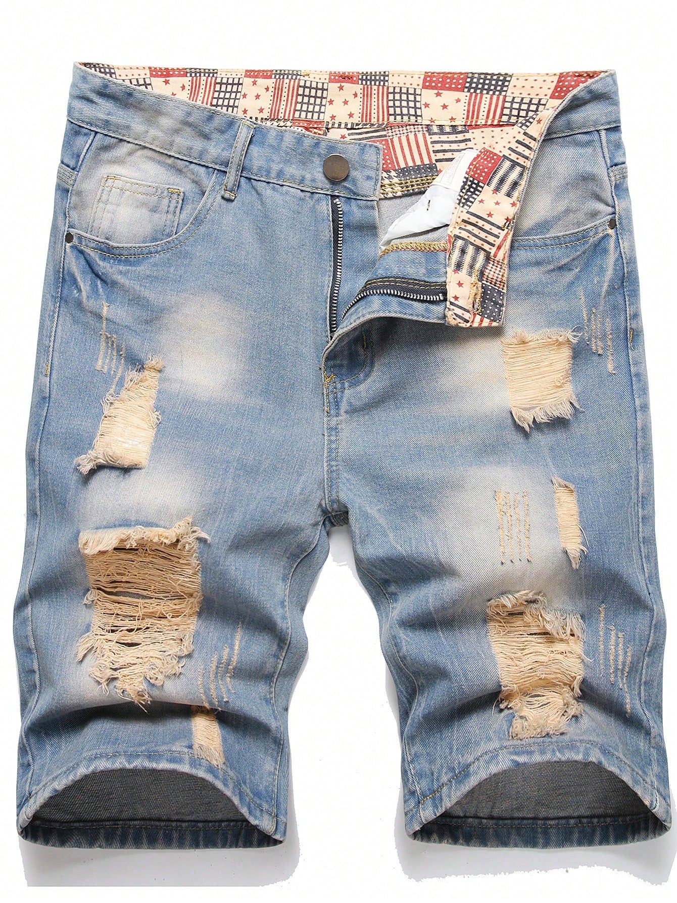 Men Ripped Frayed Denim Shorts