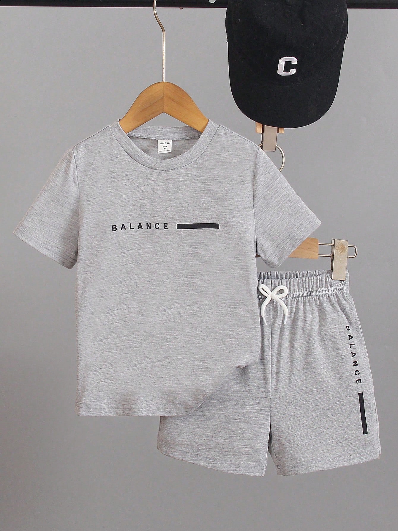 Kids Young Boy Casual Letter Print Short Sleeve Tee And Shorts 2pcs/Set, Summer