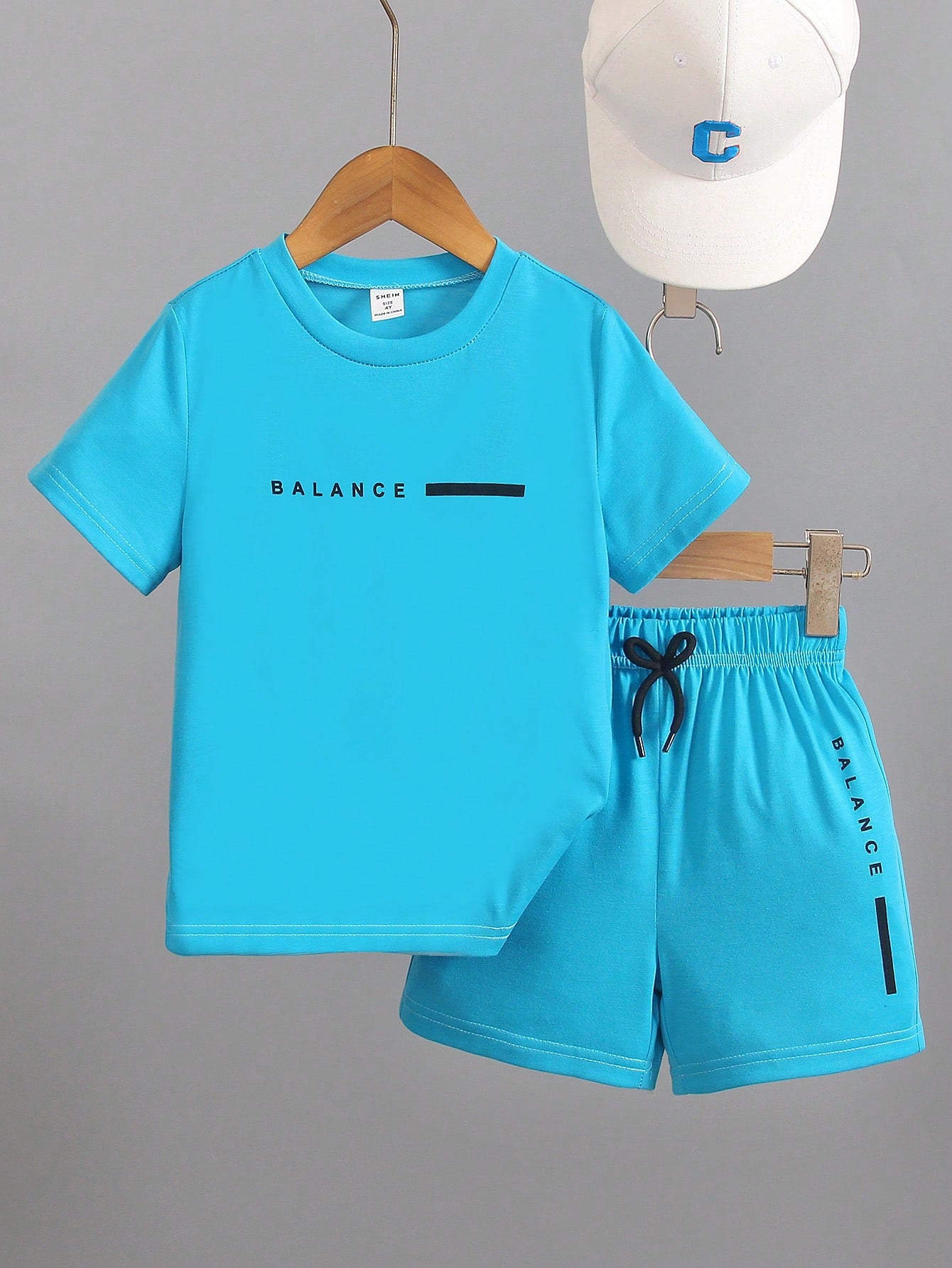 Kids Young Boy Casual Letter Print Short Sleeve Tee And Shorts 2pcs/Set, Summer