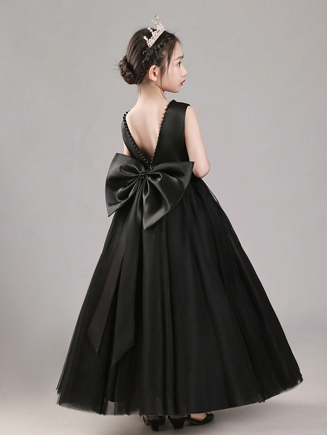 Tween Girl Bowknot Formal Dress For Birthday Party, Wedding, Bridesmaid, Singing Contest And Performance