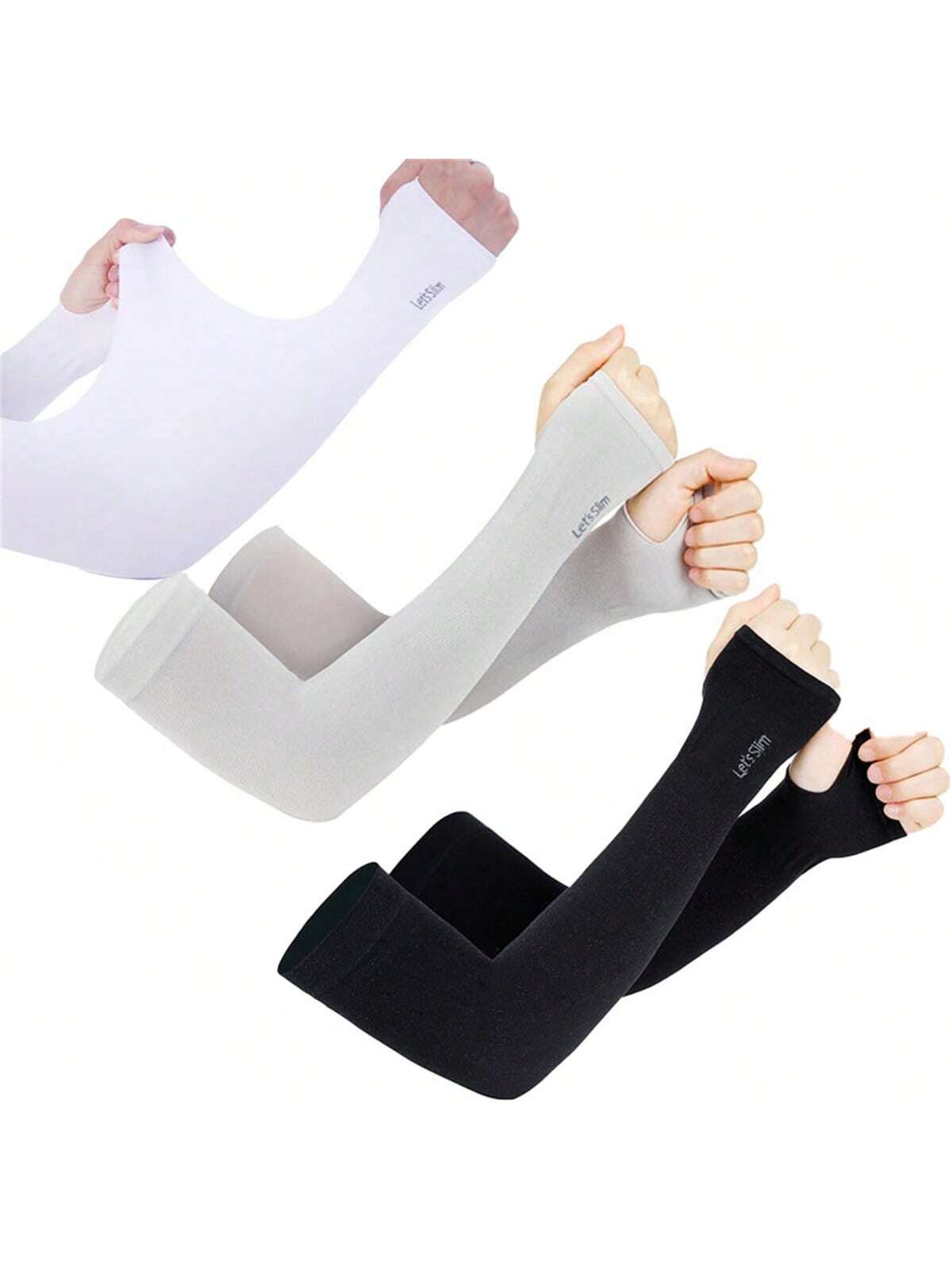 2 Pairs Summer Ice Silk Long Sleeves Anti-Sunburn Arm Cover Men Women Cooling Ice Arm Sleeves For Kids 10-16 Years Summer Sports Sun Protection Long Arm Cover Girls Boys Elastic Cycling Beach Sleeve